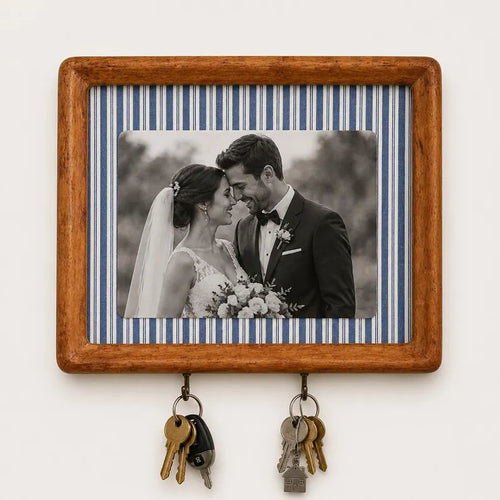 Solid wood photo frame and key holder for entryway décor