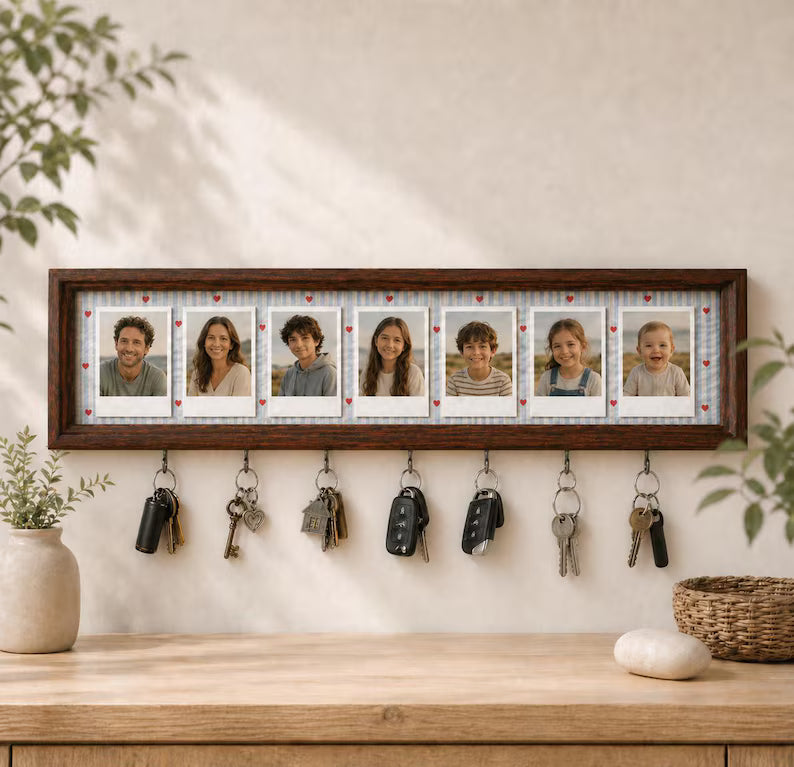 French handcrafted wooden key holder for entryway organization