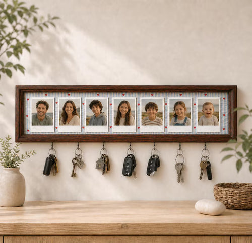French handcrafted wooden key holder for entryway organization