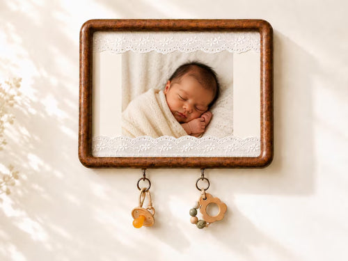 French handcrafted baby photo frame for nursery décor