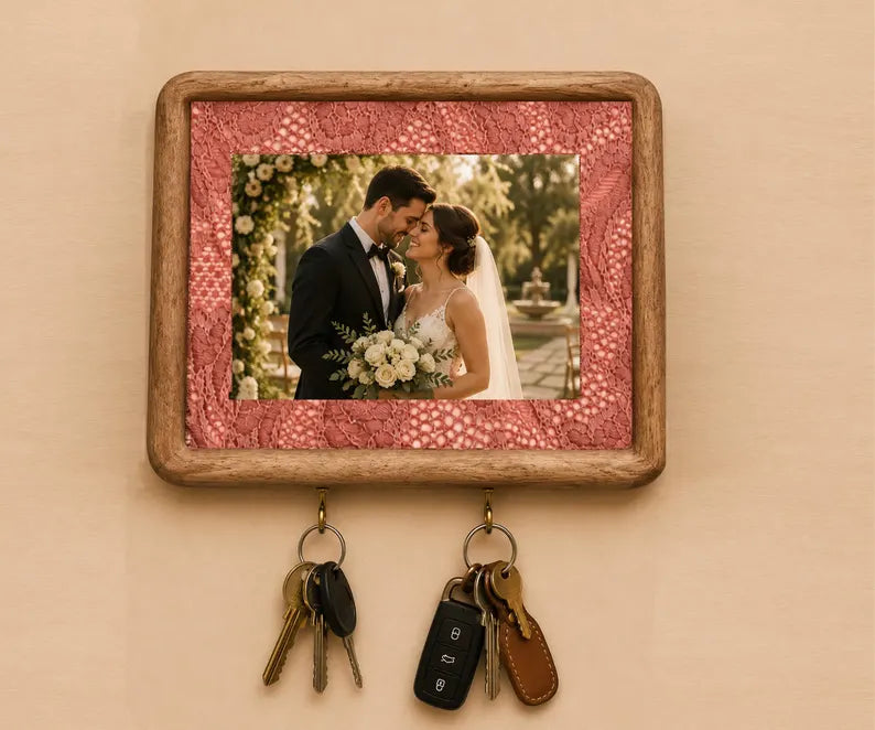 Personalized wooden photo frame for wedding and engagement gifts